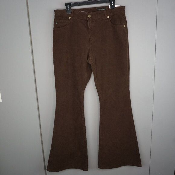 New AG Angeline Corduroy Mid Rise Flare Jeans in Sulfur Bitter Chocolate sz 33 - Picture 2 of 16